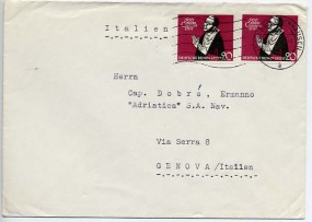 1959, 6.Jan., Bf.m. MeF. (21a) BAD OEYNHAUSEN a(Masch.-Stpl.) nach Italien. Porto: DM 0....