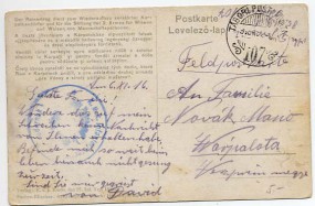 1916, 9.Nov., Ans.-Kte. TÁBORI POSTA HIVATAL 107(Feldpost-Handstpl.) nach Várpalota. Por...