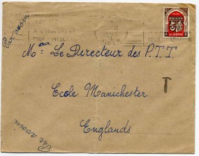 1948, 11.Mrz., Lp.-Bf.m. EF. ..(undeutl.Masch.-Werbestpl.) nach Großbritannien. Porto: F...