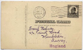 1911, 3.Jun., 1¢-GA-Kte. KANSAS CITY, MO.(Masch.-Stpl.) nach WIMBLEDON(Großbritannien)...