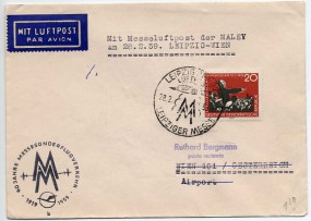 1959, 28.Feb., Lp.-Bf.m. EF. LEIPZIG BPA 32 LUFTPOST - LEIPZIGER MESSE(So.-Stpl.) nach ...