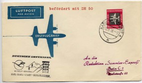 1958, 2.Mai , Erstflug-Lp.-Bf.m. EF. KARL-MARX-STADT 4 m(Handstpl.) nach BERLIN N4 bp....