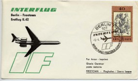 1972, 9.Apr., Erstflug-Lp.-Bf.m. EF. 107 BERLIN 7 - INTERFLUG BERLIN-ALGIER-FREETOWN-CONA...