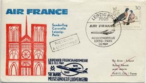 1969, 1.Mrz., Lp.-Bf.m. EF. 7005 LEIPZIG BPA - AIR FRANCE MESSESONDERFLUG LEIPZIG-PARIS(...