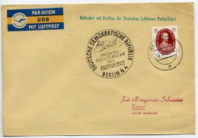 1980, 16.Jun., Erstflug-Lp.-Bf.m. EF. BERLIN N4 p(Handstpl.) nach Erfurt. Porto: M 0.20....