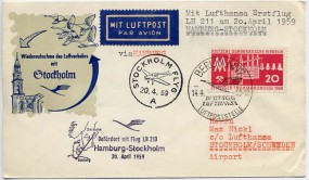 1959, 14.Apr., Erstflug-Lp.-Bf.m. EF. BERLIN NW7 LUFTPOSTSTELLE - DEUTSCHE LUFTHANSA(Han...