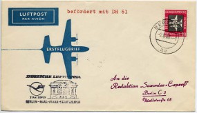 1958, 2.Mai , Erstflug-Lp.-Bf.m. EF. BERLIN N4 ae(Handstpl.) nach KARL-MARX-STADT 4 i....