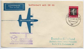 1958, 2.Mai , Erstflug-Lp.-Bf.m. EF. LEIPZIG BPA 32 gx(Handstpl.) nach KARL-MARX-STADT ...