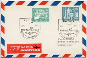 1980, 18.Apr., Erstflug-Lp.-Kte. m. MiF. 1070 BERLIN 7 - INTERFLUG BERLIN-BRÜSSEL TU134(...