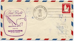 1957, 15.Jul., 6¢-GA-Lp.-Umschlag. LOS ANGELES, CALIF. AIR MAIL FIELD(Handstpl.) nach O...
