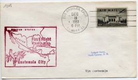 1951, 3.Dez., Lp.-Bf.m. EF. LOS ANGELES, CALIF. AIR MAIL FIELD(Handstpl.) nach CORREOS ...