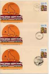 1980, 9.Okt., Satz mit drei 22¢-So.-GA-Umschlägen. PORT AUGUSTA & ALICE SPRINGS & TAR...