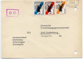 1969, 20.Jun., Kte. m. MiF. .. SENEGAL -.(undeutl.Masch.-Werbestpl.) nach Westdeutschlan...