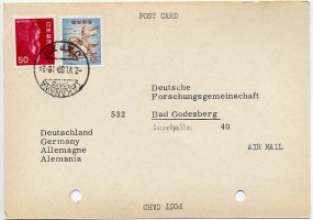 1969, 2.Jun., Lp.-Kte. m. MiF. TAKANAWA TOKYO JAPAN(Handstpl.) nach Westdeutschland. Por...