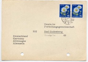 1969, 22.Jan., Kte. m. MeF. SENDAI CHUO(Handstpl.) nach Westdeutschland. Postlaufzeit: 3...