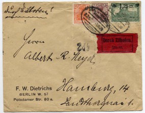 1920, 5.Nov., Eil-Bf.m. MiF. BERLIN-HAMBURG BAHNPOST Z.205(Bahnpost-Stpl.) nach ... Po...