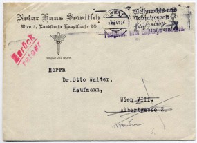 1941, 9.Dez., Bf.m. unfrank. 1 WIEN 1 c - WEIHNACHTS- UND NEUJAHRSPOST FRÜHZEITIG EINLIEF...