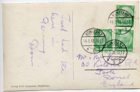 1933, 14.Aug., Ans.-Kte. m. MeF. KONSTANZ 1 *i(Handstpl.) nach Großbritannien. Porto: RM...