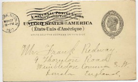 1911, 27.Nov., 2¢-GA-Kte. NEW YORK, N.Y. STA. N(Masch.-Stpl.) nach Großbritannien.