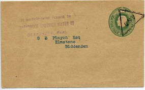 Ca. 1930, 1/2d-GA-Umschlag. GNV(undat. dreieck. Handstpl.) nach Biddenden. Porto: 1/2d.