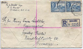 1949, 14.Jun., R-Bf.m. MeF. BIBIANI GOLD COAST(Handstpl.) nach EGESTORF ÜBER HANNOVER a...