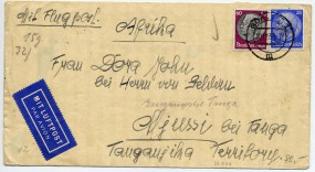 1934, 10.Dez., Lp.-Bf.m. MiF. GÖRLITZ 1 m(Handstpl.) nach TANGA(Tanganjika). Postlaufz...