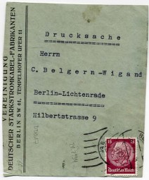 1934, 29.Dez., Drucks.-Bf.-Vorders. m. EF. BERLIN.. 0 br(Rollerstpl.) nach Berlin-Lichte...