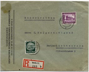 1936, 28.Dez., R-Bf.m. MiF. BERLIN SW61 d(Handstpl.) nach BERLIN-LICHTENRADE 1 a. Post...