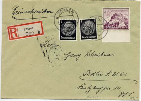 1940, 14.Mrz., R-Bf.m. MiF. ZOSSEN c(Handstpl.) nach BERLIN SW61 e. Postlaufzeit: 0 Ta...