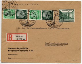 1940, 29.Mrz., R-Bf.m. MiF. BERLIN e - NATIONALE BRIEFMARKENAUSSTELLUNG(So.-Stpl.) nach ...