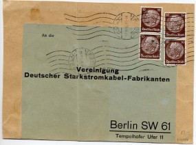 1934, 14.Nov., Bf.-Vorders. m. MeF. KÖLN-MÜLHEIM 1(Rollerstpl.) nach Berlin SW61. Porto:...