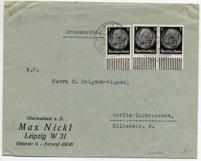 1937, 14.Jul., Drucks.-Bf.m. MeF. LEIPZIG W20 *b MESSESTADT (Handstpl.) nach Berlin-Lich...