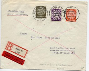 1939, 12.Dez., R-Eil-Bf.m. MiF. BERLIN SW61 d(Handstpl.) nach BERLIN-LICHTENRADE 1 a. ...