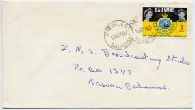 1967, 13.Okt., Bf.m. EF. KNOWLES BAHAMAS(Handstpl.) nach Nassau. Porto: $0.03.