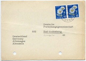 1968, 3.Okt., Kte. m. MeF. SAKYO KYOTO JAPAN(Handstpl.) nach Westdeutschland. Porto: ¥30...