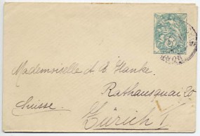 1905, ..., 5c.-GA-Umschlag. BORDEAUX GIRONDE(undeutl.Handstpl.) in die Schweiz. Porto: F...