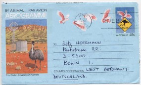 1986, 16.Jul., 45¢-GA-Aerogramm. ALBANY W.A. 6330 - GIVE BLOOD(Masch.-Werbestpl.) nach W...