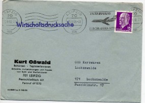 1968, 29.Jun., Drucks.-Bf.m. EF. 70 LEIPZIG mm - INTERFLUG EUROPA-AFRIKA-MITTELOST(Masch...