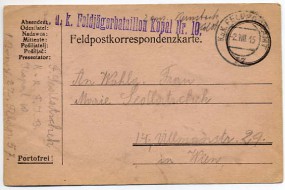 1915, 2.Aug., Feldpost-Kte. K.U.K. FELDPOSTAMT 57(Handstpl.) nach Wien. Porto: -. M. vio...