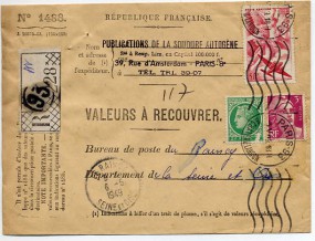 1949, 5.Mai , R-Bf.m. MiF. PARIS 93 R. CHÂTEAU-LANDON(Masch.-Stpl.) nach LE RAINCY SEIN...