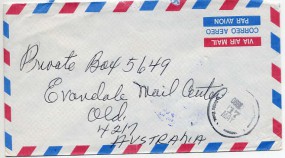 1990, 17.Mai , Lp.-Bf.m. MiF. ..(undeutl.Handstpl.) nach Australien. Porto: L.1.15. 1 50...