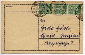1923, 18.Jul., Kte. m. MeF. WINNENDEN (WÜRTT.)(Handstpl.) nach Schwäbisch-Gmünd. Porto: ...