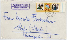 1962, 4.Aug., Bf.m. MiF. GÖSCHITZ ÜBER SCHLEIZ(viol.Handstpl.) über SCHLEIZ b nach Wes...