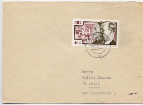 1965, 10.Nov., Bf.m. EF. 45 DESSAU 2 v(Handstpl.) nach Zeitz. Porto: M 0.40.