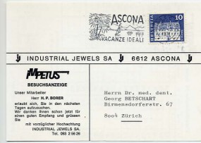 1971, 22.Feb., Kte. m. EF. 6612 ASCONA - ASCONA VACANZE IDEALI(Masch.-Werbestpl.) nach Z...