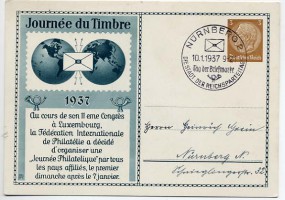 1937, 10.Jan., 3Pfg.-GA-Kte. NÜRNBERG 2 DIE STADT DER REICHSPARTEITAGE - TAG DER BRIEFMAR...