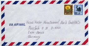 1994, 5.Nov., Lp.-Bf.m. MiF. SAWARA FUKUOKA JAPAN(Handstpl.) nach Deutschland. Porto: ¥1...