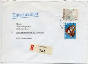 1976, 11.Jun., R-Bf.m. MiF. 9490 VADUZ 9b(Handstpl.) nach Westdeutschland. Porto: 2.40.