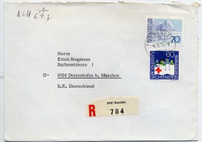 1975, 4.Sep., R-Bf.m. MiF. 9491 NENDELN 9a(Handstpl.) nach Westdeutschland. Porto: Fr.1....