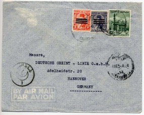 1954, 4.Sep., Lp.-Bf.m. MiF. ALEXANDRIA.(Handstpl.) nach Westdeutschland. Porto: £0.052....